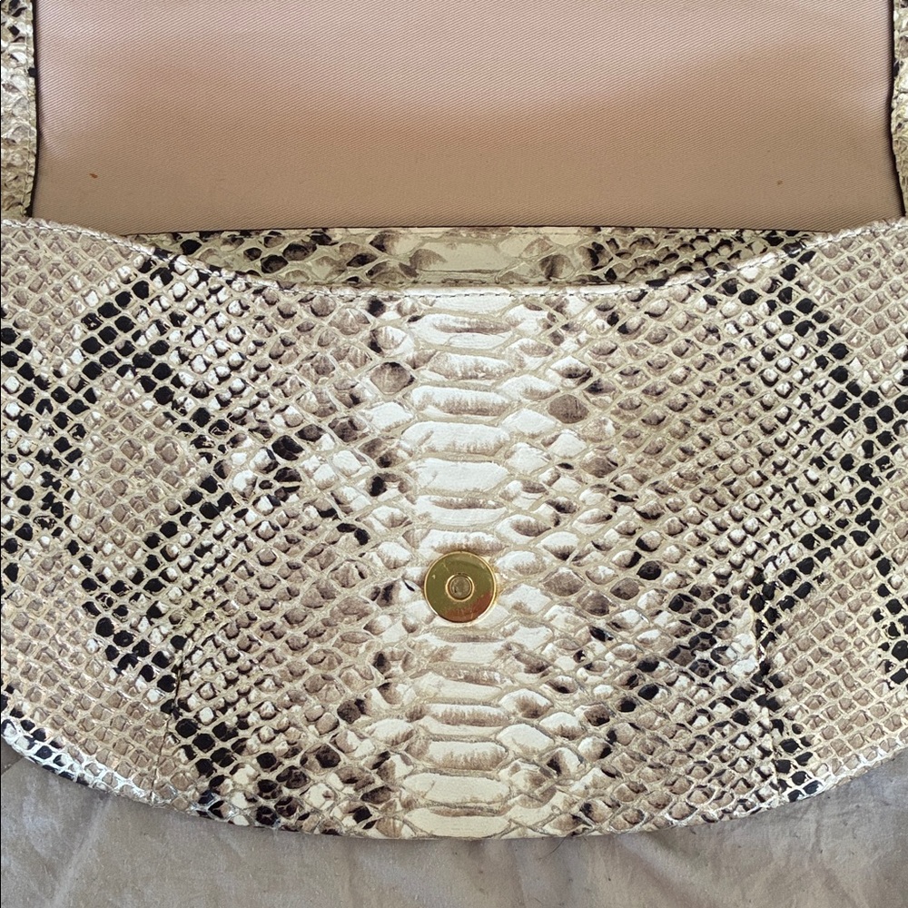 Banana Republic Snake Print Clutch with Gold Tone Frame - Picture 4 of 13